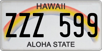 HI license plate ZZZ599