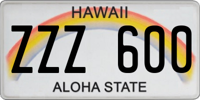 HI license plate ZZZ600