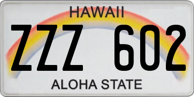 HI license plate ZZZ602