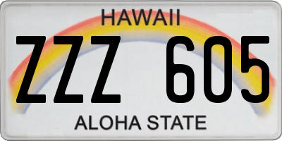 HI license plate ZZZ605