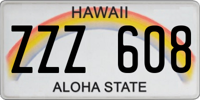 HI license plate ZZZ608