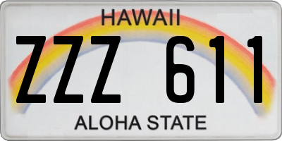 HI license plate ZZZ611