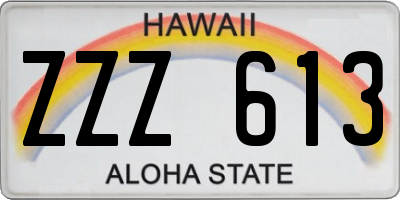 HI license plate ZZZ613