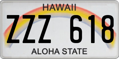 HI license plate ZZZ618