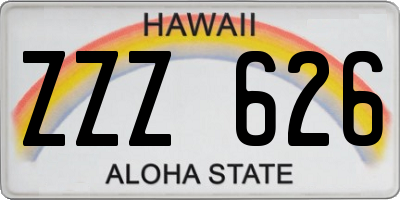 HI license plate ZZZ626