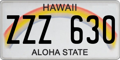 HI license plate ZZZ630