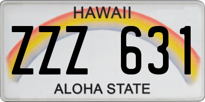 HI license plate ZZZ631