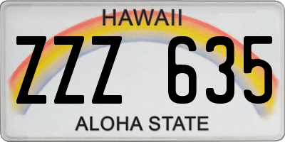 HI license plate ZZZ635