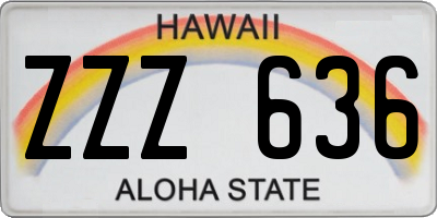 HI license plate ZZZ636