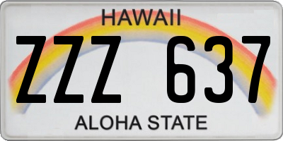 HI license plate ZZZ637