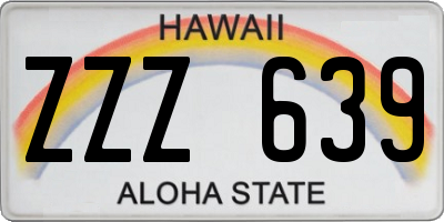 HI license plate ZZZ639