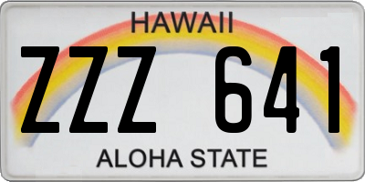 HI license plate ZZZ641