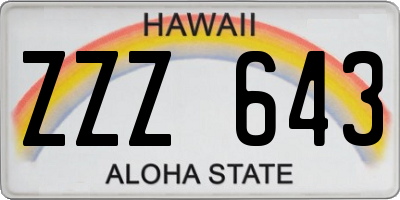 HI license plate ZZZ643