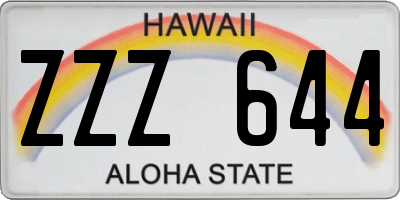 HI license plate ZZZ644