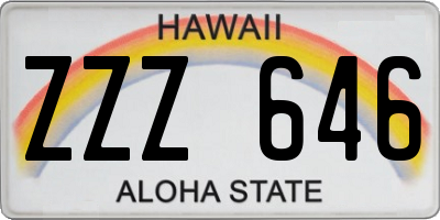 HI license plate ZZZ646