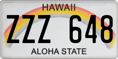 HI license plate ZZZ648