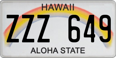 HI license plate ZZZ649