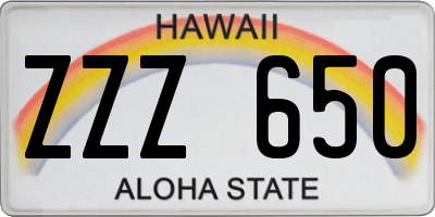 HI license plate ZZZ650