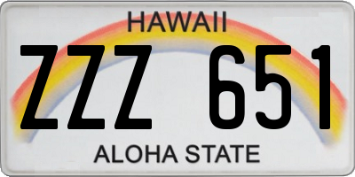 HI license plate ZZZ651