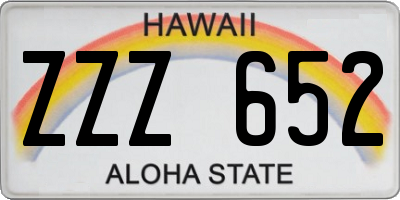 HI license plate ZZZ652