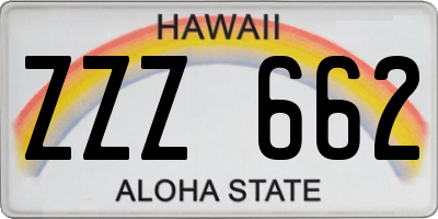 HI license plate ZZZ662