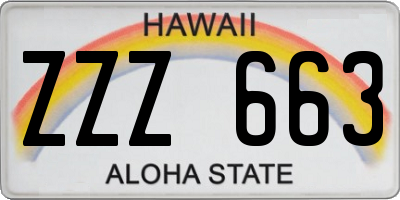 HI license plate ZZZ663