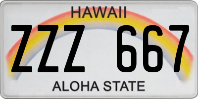 HI license plate ZZZ667