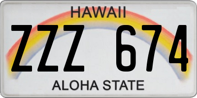 HI license plate ZZZ674