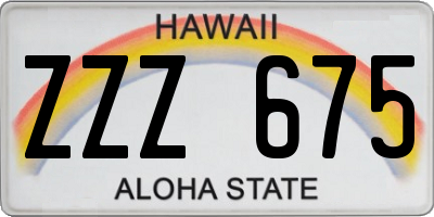 HI license plate ZZZ675