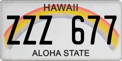 HI license plate ZZZ677