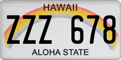 HI license plate ZZZ678