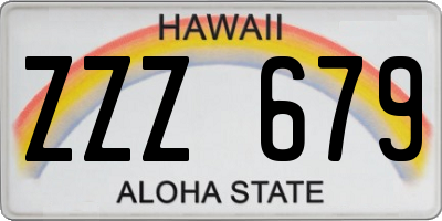 HI license plate ZZZ679