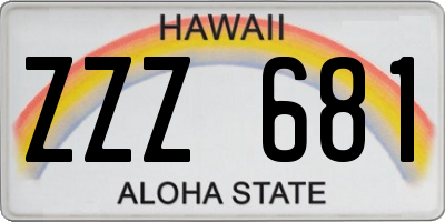 HI license plate ZZZ681