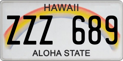 HI license plate ZZZ689