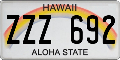 HI license plate ZZZ692