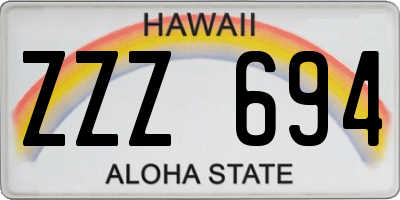 HI license plate ZZZ694