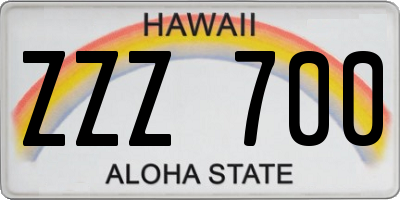 HI license plate ZZZ700