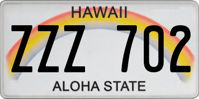 HI license plate ZZZ702