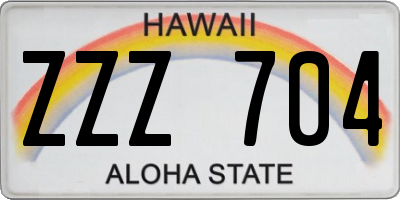 HI license plate ZZZ704