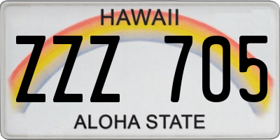 HI license plate ZZZ705