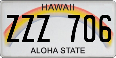 HI license plate ZZZ706