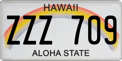 HI license plate ZZZ709