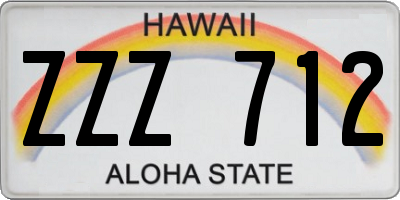 HI license plate ZZZ712