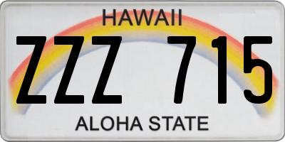 HI license plate ZZZ715