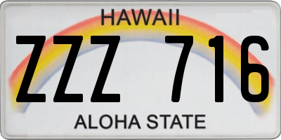 HI license plate ZZZ716