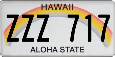 HI license plate ZZZ717