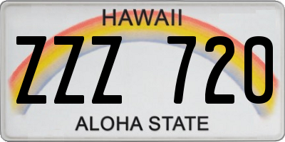 HI license plate ZZZ720