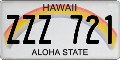 HI license plate ZZZ721