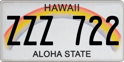 HI license plate ZZZ722