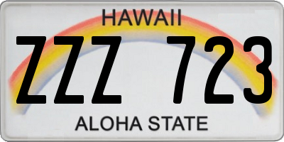 HI license plate ZZZ723